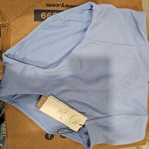 Sky Blue Ribbed High Rise Bikini Bottoms